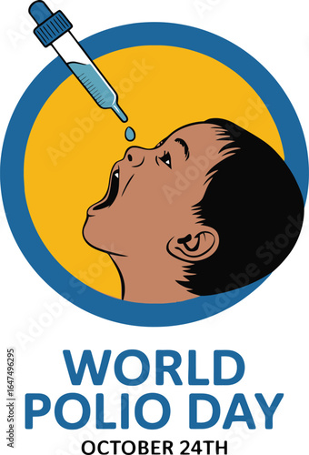World Polio Day: Child receiving polio vaccine drops from a dropper