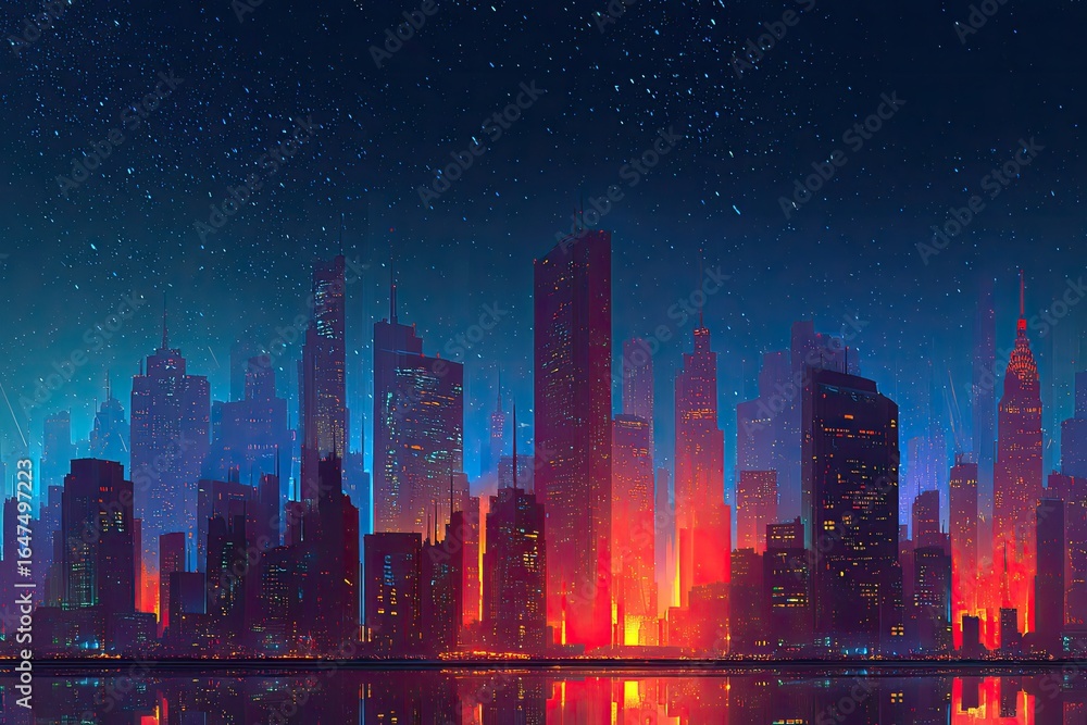 Fototapeta premium Futuristic city skyline at night (3)