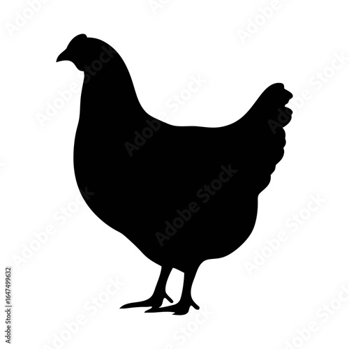 Black chicken silhouette vector illustration for farm animals and poultry design projects and art