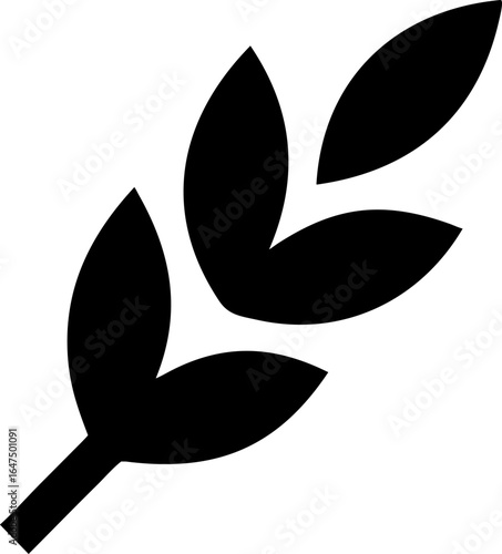 Stylized barley leaf icon for agriculture and food designs