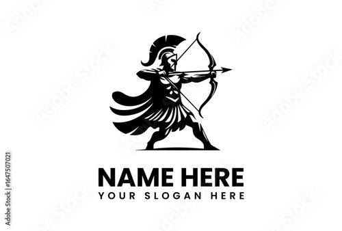 Silhouette of an Archer Aiming Bow and Arrow Ready to Fire.