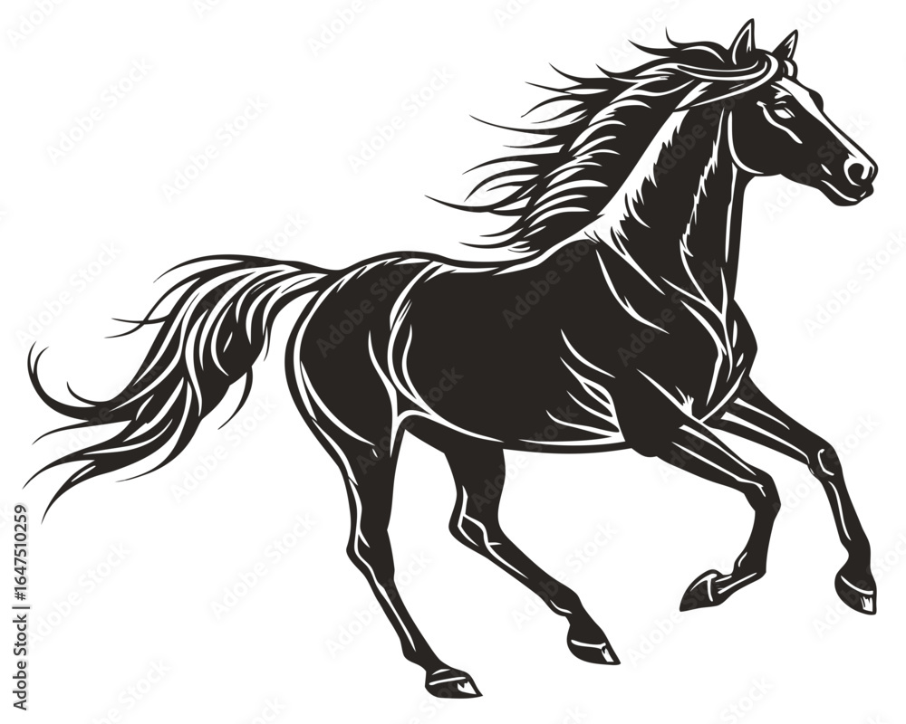 Obraz premium black horse vector illustration