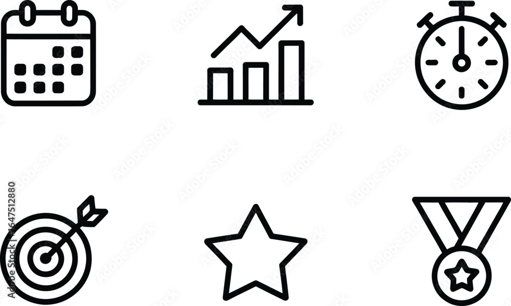 Fototapeta premium Business and Achievement Concept Icons Set on Transparent Background in Outline Style