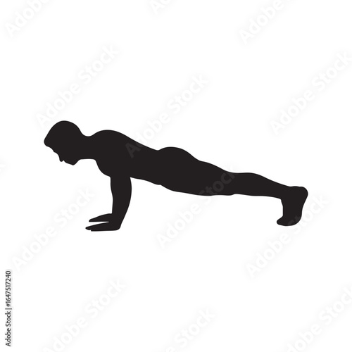 Silhouette of a man doing pushups for fitness training and exercise routine demonstrating strength and endurance..
