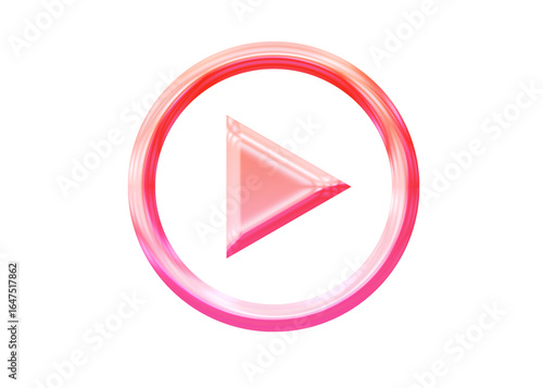 Free Download Glossy 3D play icon with a vibrant glassmorphism effect - Y2K inspired jelly media button in pink - GFXLoad