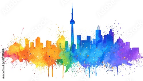 TĘCZOWY PEJZAŻ MIEJSKI, SYLWETKA MIASTA