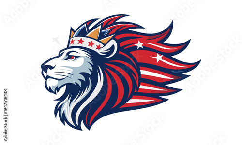 Wallpaper Mural Download  A Regal Lion With A Flowing Mane Designed To Resemble The American Flag Eps File For Design. Torontodigital.ca