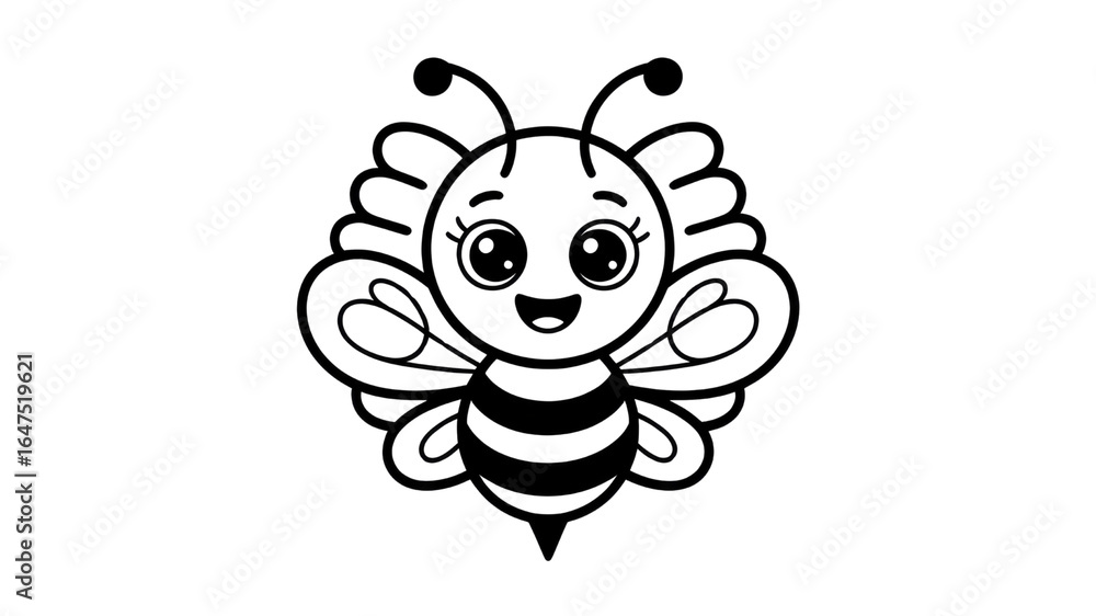 Fototapeta premium Adorable Cartoon Bee Illustration - Sparkly Outline Design