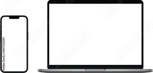 Laptop mockup smartphone mockup blank screen device gadget technology digital display portable modern design 100 silhouette