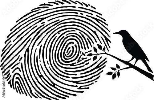 Realistic Thumb Impression Fingerprint Illustration. Detailed Thumb Impression for Security Design Artwork. Lifelike Finger Thumbprint Illustration for Identification. Realistic Thumbprint Close-Up
