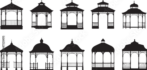 Gazebo Designs and Icons in Black and White