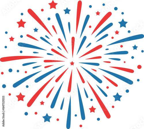 Fireworks celebration patriotic party independence day stars holiday burst festive event vector design silhouette