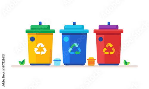 Download Garbage Bins Icons Set. Vector Illustration . This Icon Concept Isolated Premium Vector. Flat Cartoon Style Svg File For Design.