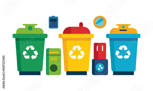 Download Garbage Bins Icons Set. Vector Illustration . This Icon Concept Isolated Premium Vector. Flat Cartoon Style Svg File For Design.