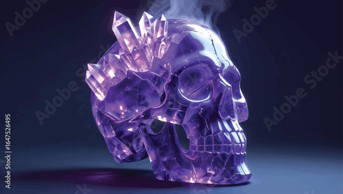 Amethyst Crystal Skull: Mystical Gemstone Skull with Smoking Effect