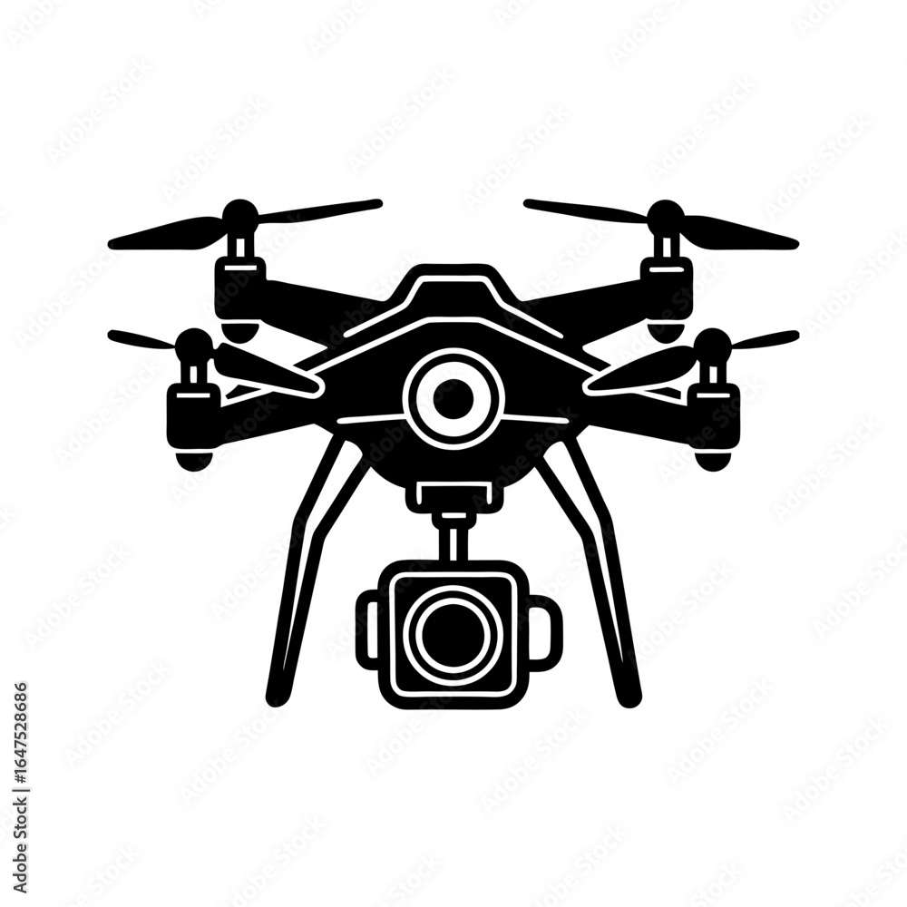 Fototapeta premium vector silhouette drone camera vector