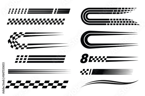 Speed & Racing Graphic Design Elements Vector Stripes, Flags, and Speed Lines
