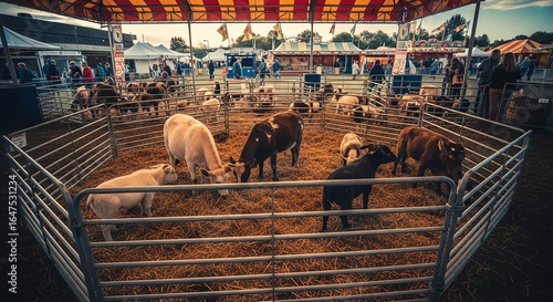 Livestock Cattle and Calves at Fairground Exhibition