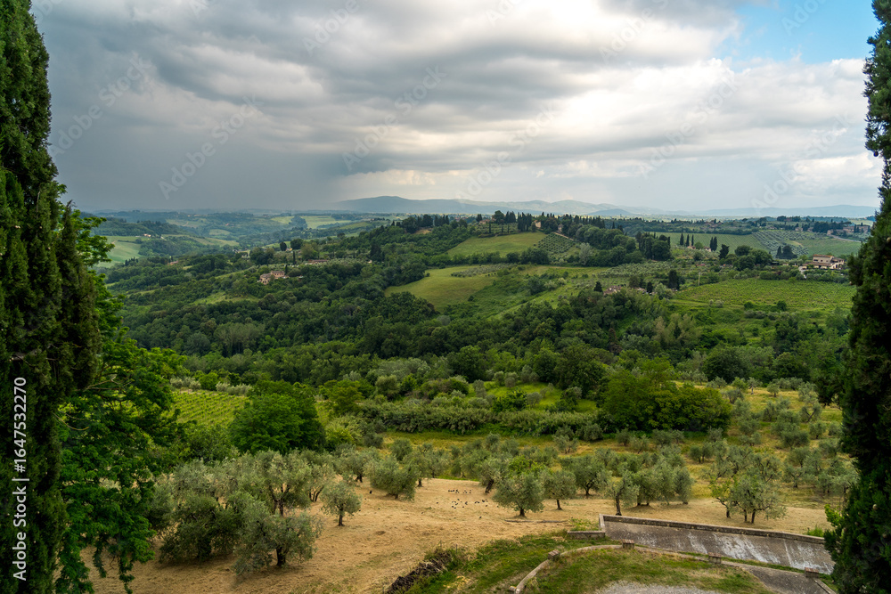 Paesaggio delle colline Toscane dal Borgo di San Gimignano Paesaggio delle colline Toscane dal Borgo di San Gimignano