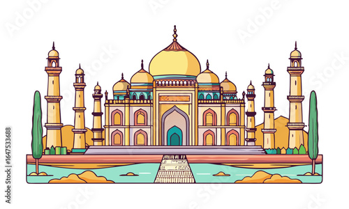 Download Taj Mahal An Ancient Palace In India.Vector Illustration . This Icon Concept Isolated Premium Vector. 