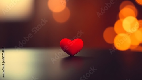 Red heart shape on a sleek black surface, radiating warmth and emotion with a minimalist aesthetic.