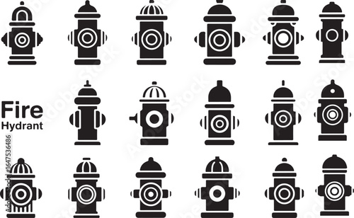 Fire Hydrant Icons in Black and White