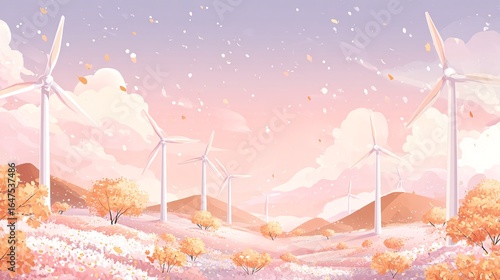 PASTELOWA DOLINA Z WIATRAKAMI