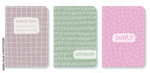 Organic and informal notebook design set. Perfect for children's designs or journaling. Playful handmade lines and doodle-style layouts.