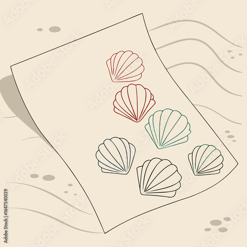 A playful pattern of seashells in pastel colors