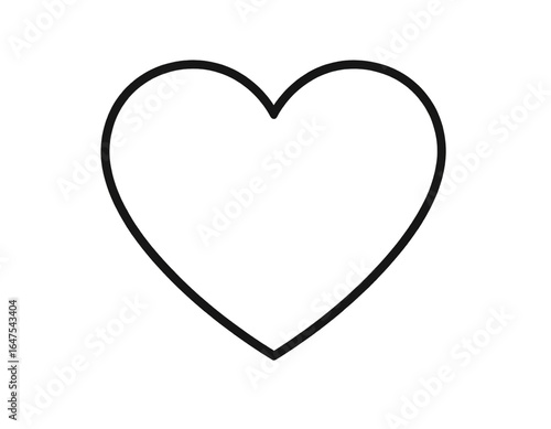  Minimalist Black Heart Outline Icon, Thin Line Style, isolated