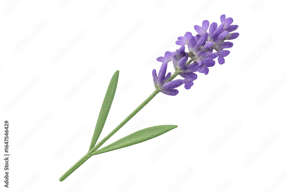 Obraz premium Lavender flower with transparent background showing stem and petals