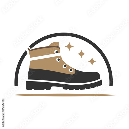 Brown and black hiking boot with stars and arch graphic shoe footwear