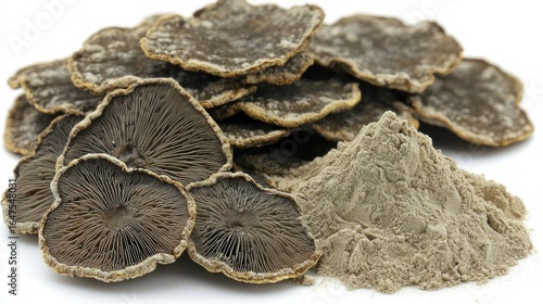 Dried mushrooms and powder