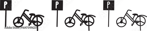 bicycle parking glyph icon  sign vector. flat icon for apps and websites

