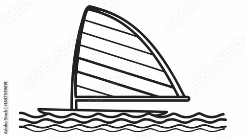 Continuous Line Art Windsurfer on Waves windsurfing