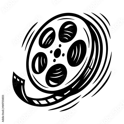 Vintage Film Reel Icon in Pop Art Comic Style