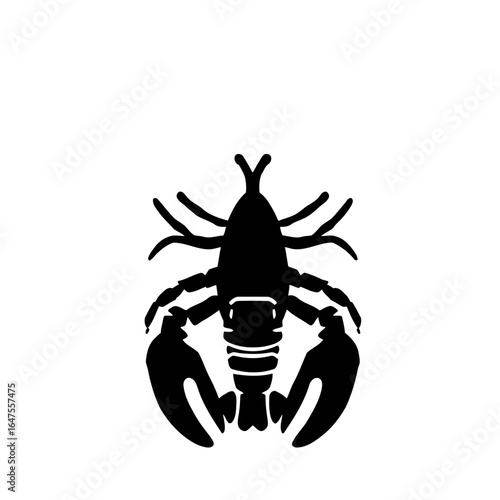 An isolated black scorpion with a raised stinger on a white background