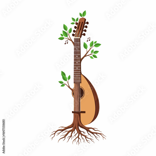 Vector illustration of musical instrument growing like a tree
