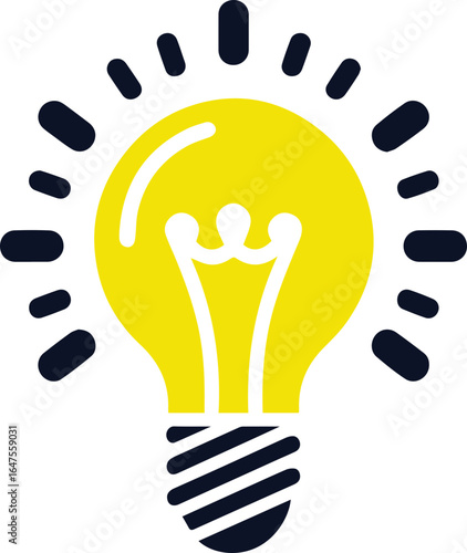 Bright idea bulb radiates light symbolizing innovation and inspiration