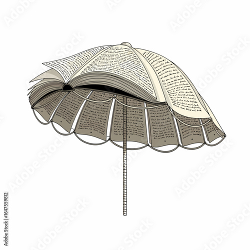 Vintage Umbrella Made From Old Books