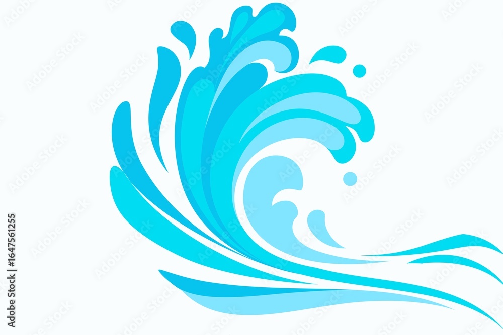 Naklejka premium Water waves, sea, ocean, splash, curve river, abstract blue background