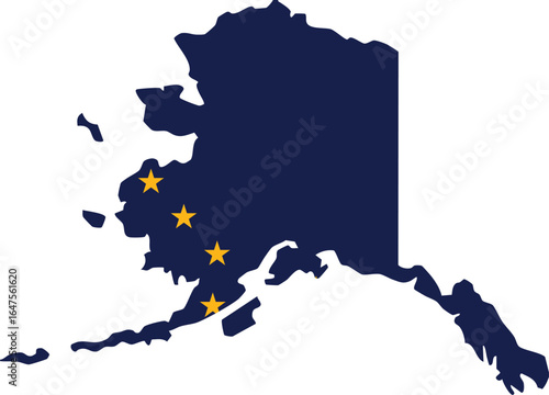 Vector Map of Alaska with State Flag Fill