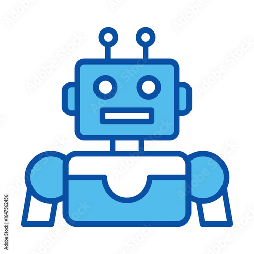 Robot Icons In Blue Style, Vector Illustration