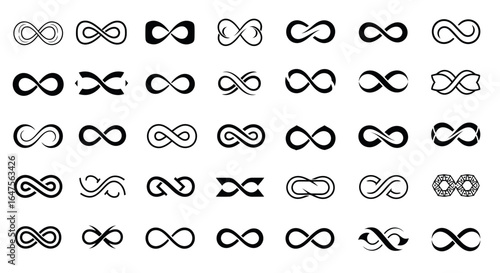 Elegant infinity symbol variations for timeless design projects, perfect for branding and creative visual elements