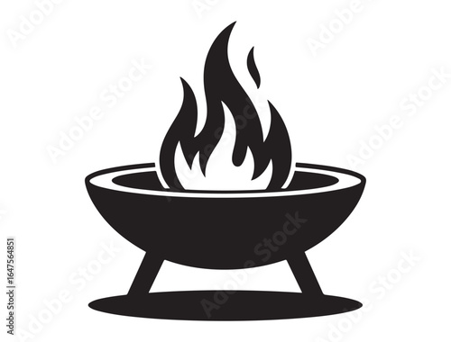 Fire Pit. Vector black silhouette. with white background