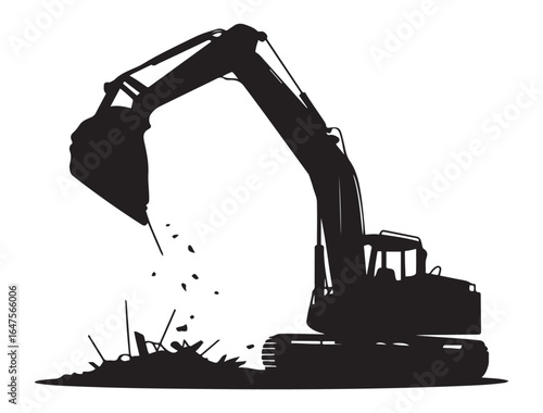 very simple flat and single minimalist Demolition. Vector black silhouette. with white background