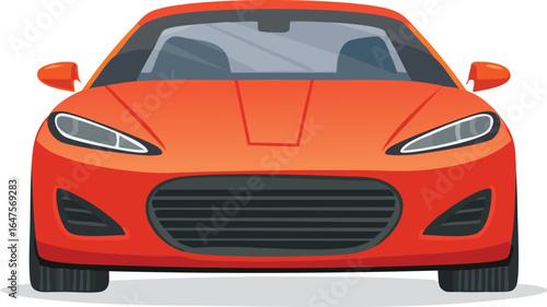 Front View of a Red Car.