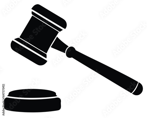 Judge gavel icon on white background, legal symbol and justice concept