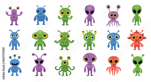 Cute Cartoon Alien Characters Collection