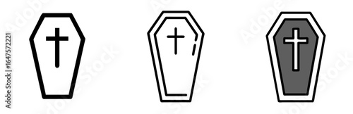 Coffin with Cross Icon for Halloween, Horror, and Spooky Themes